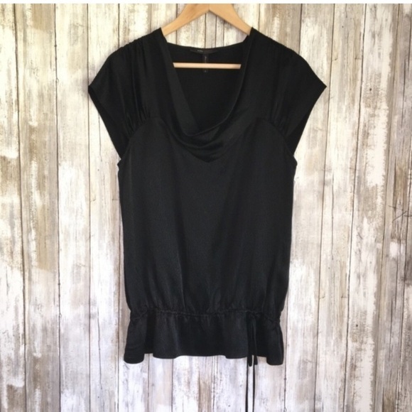 BCBG Black Silk Cinched Bottom Blouse - Picture 1 of 4